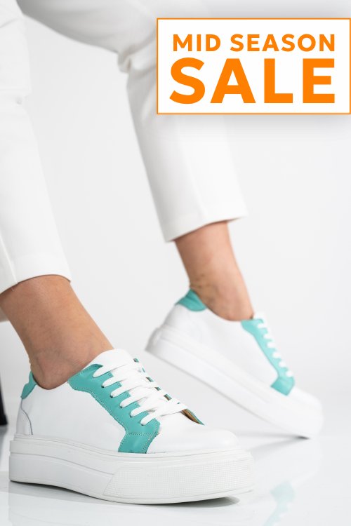 Pantofi sport dama piele naturala white blue 3s77001