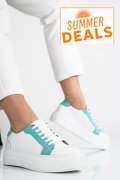 PANTOFI SPORT DAMA PIELE NATURALA WHITE BLUE 3S77001