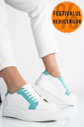PANTOFI SPORT DAMA PIELE NATURALA WHITE BLUE 3S77001