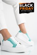 PANTOFI SPORT DAMA PIELE NATURALA WHITE BLUE 3S77001