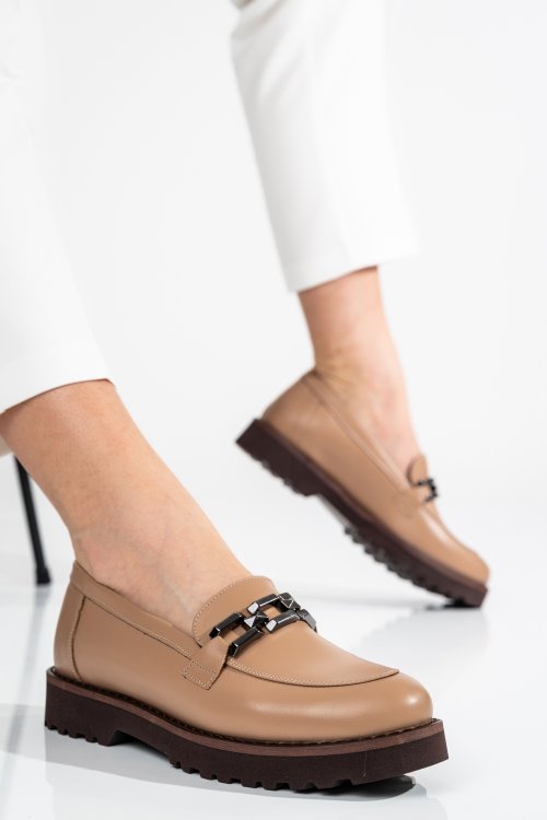 Mocasini nude piele naturala 2s7721647np