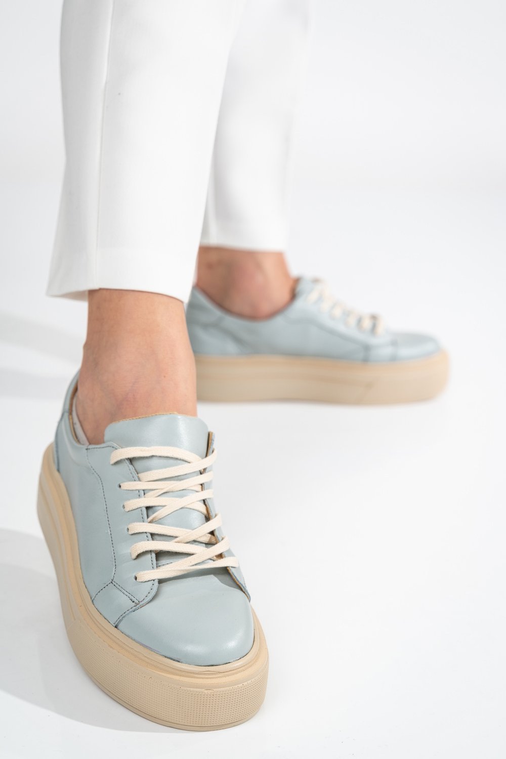 PANTOFI SPORT DAMA PIELE NATURALA BLEU TALPA BEJ 3S77001