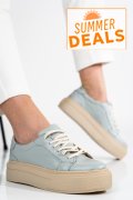 PANTOFI SPORT DAMA PIELE NATURALA BLEU TALPA BEJ 3S77001