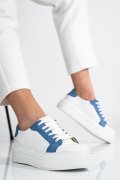 PANTOFI SPORT DAMA PIELE NATURALA ALB BLEU 3S77001