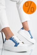 PANTOFI SPORT DAMA PIELE NATURALA ALB BLEU 3S77001