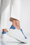 PANTOFI SPORT DAMA PIELE NATURALA ALB BLEU 3S77001