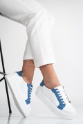 PANTOFI SPORT DAMA PIELE NATURALA ALB BLEU 3S77001