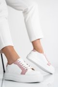 PANTOFI SPORT DAMA PIELE NATURALA ALB ROZ 3S77001