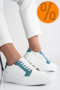 PANTOFI SPORT DAMA PIELE NATURALA ALB TURCOAZ 3S77001