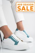 PANTOFI SPORT DAMA PIELE NATURALA ALB TURCOAZ 3S77001
