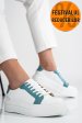Pantofi sport dama piele naturala alb turcoaz 3s77001