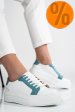Pantofi sport dama piele naturala alb turcoaz 3s77001