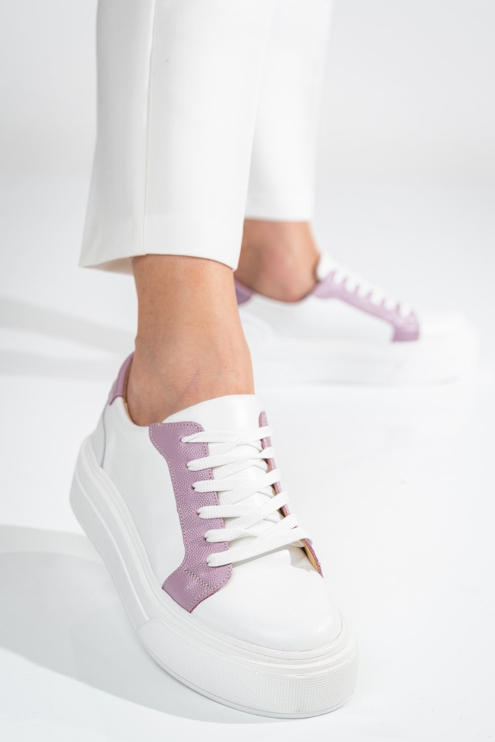 PANTOFI SPORT DAMA PIELE NATURALA WHITE PURPLE 3S77000