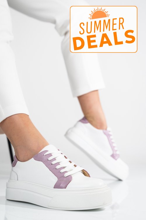Pantofi sport dama piele naturala white purple 3s77000