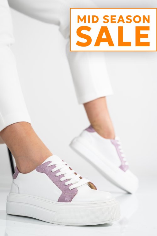 Pantofi sport dama piele naturala white purple 3s77000
