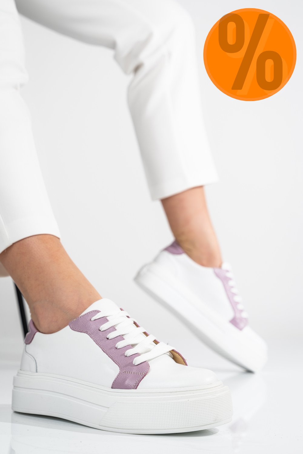 PANTOFI SPORT DAMA PIELE NATURALA WHITE PURPLE 3S77000
