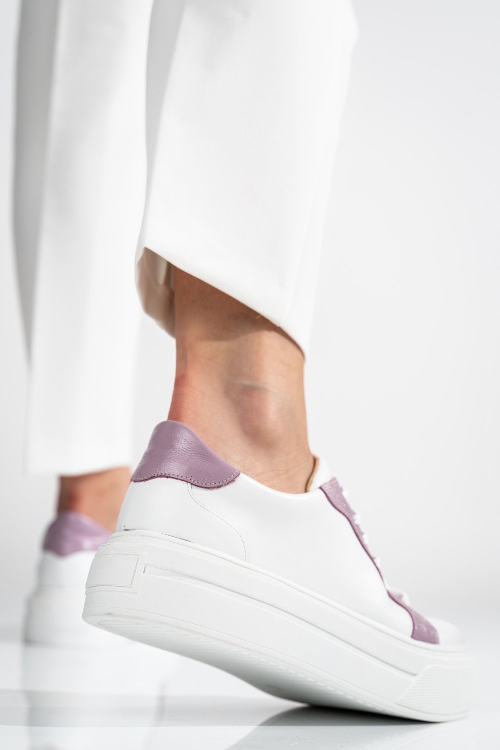 PANTOFI SPORT DAMA PIELE NATURALA WHITE PURPLE 3S77000