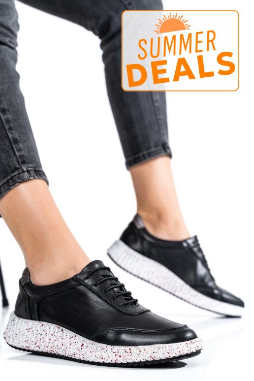 Pantofi sport negri piele naturala 231688np