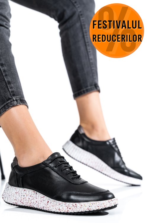 Pantofi sport negri piele naturala 231688np