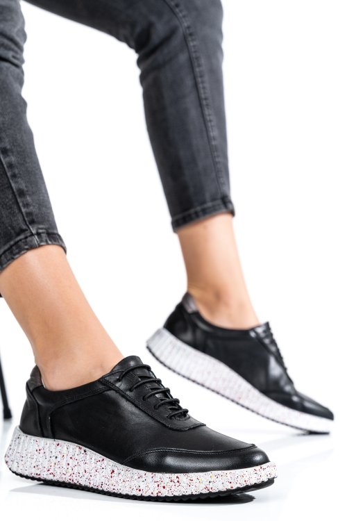 Pantofi sport negri piele naturala 231688np
