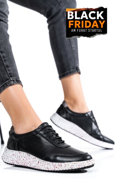 Pantofi sport negri piele naturala 231688np