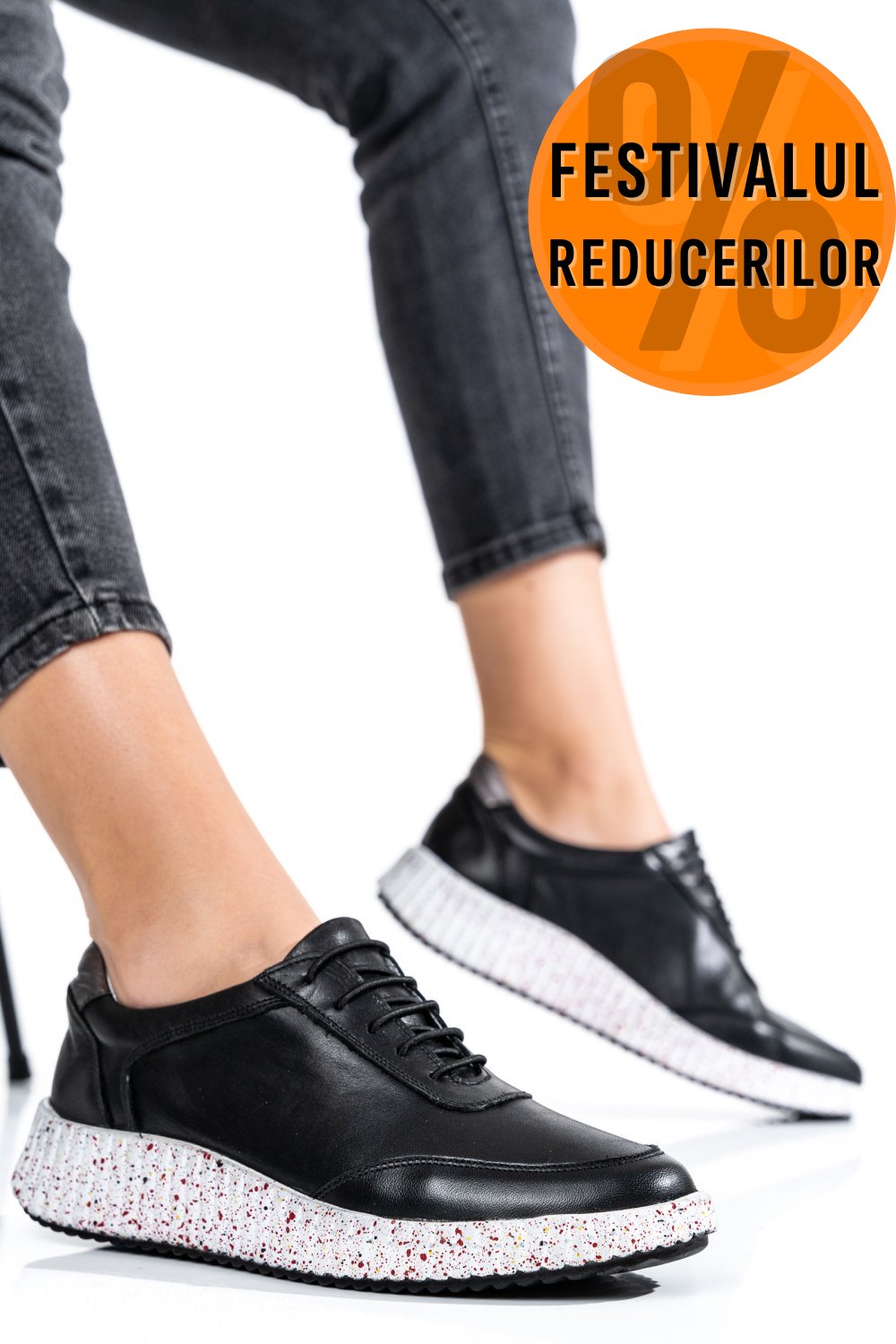 PANTOFI SPORT NEGRI PIELE NATURALA 231688NP