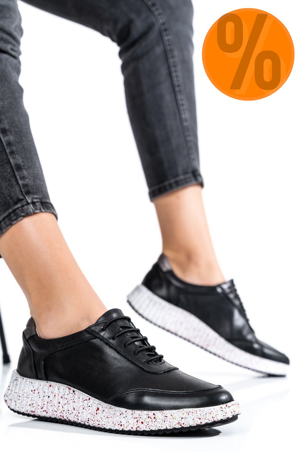 PANTOFI SPORT NEGRI PIELE NATURALA 231688NP