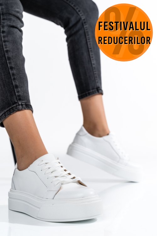 Pantofi sport albi piele naturala 3s77000