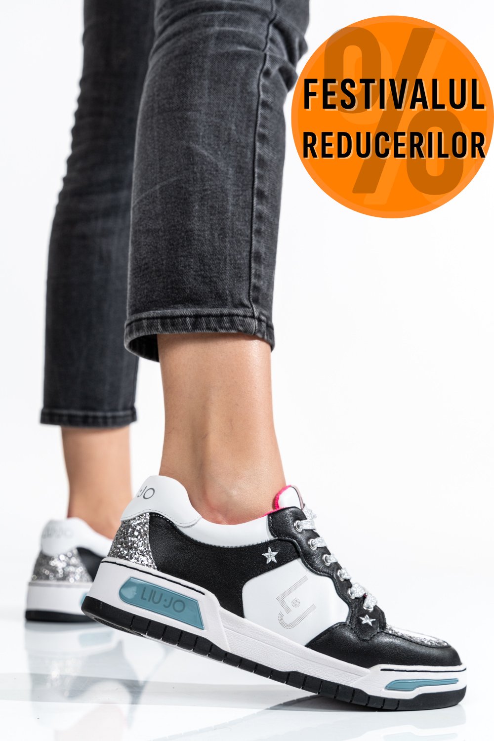 LIU JO, PANTOFI SPORT BLACK SILVER BA2185