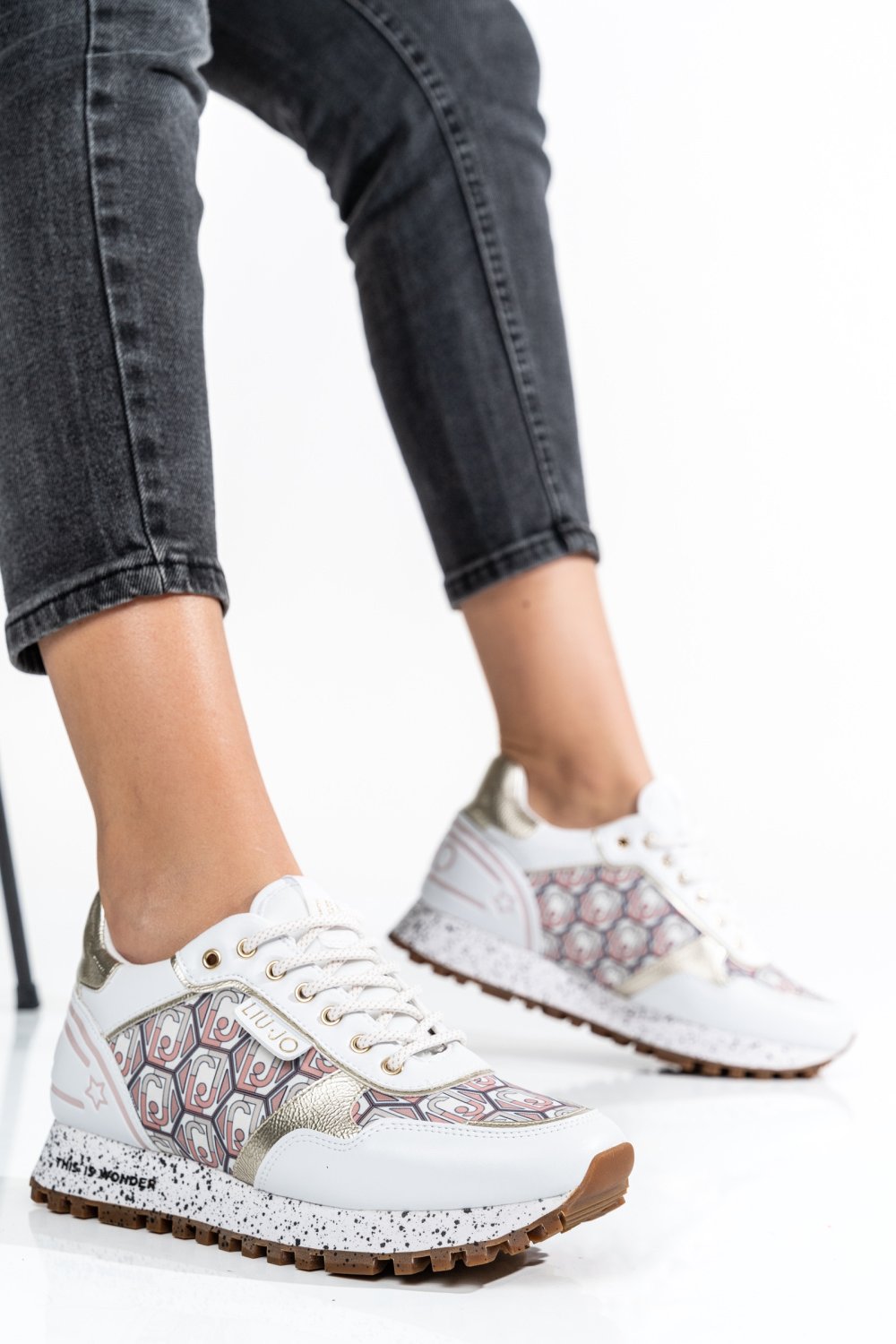 LIU JO, PANTOFI SPORT WHITE GOLD BA2031