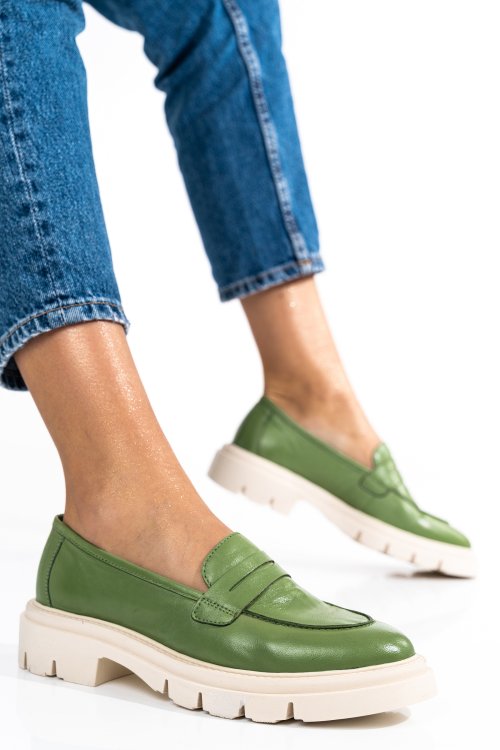 Mocasini verzi piele naturala 1s770042