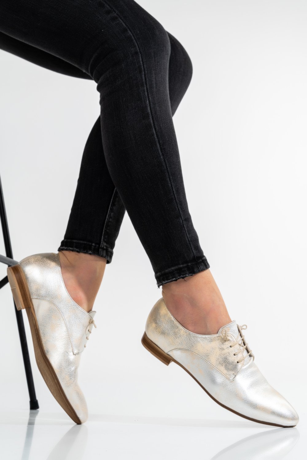 PANTOFI ARGINTII PIELE NATURALA 3S773438