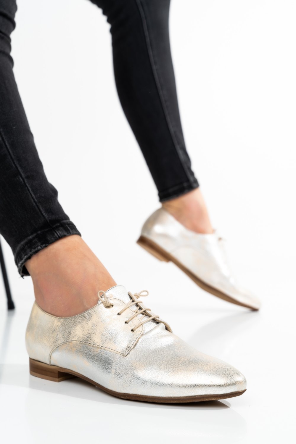 PANTOFI ARGINTII PIELE NATURALA 3S773438