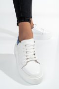 PANTOFI SPORT DAMA PIELE NATURALA ALB ALBASTRU 3S77001B