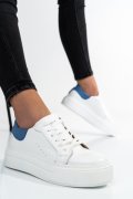 PANTOFI SPORT DAMA PIELE NATURALA ALB ALBASTRU 3S77001B