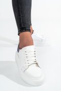 PANTOFI SPORT DAMA PIELE NATURALA ALB MOV 3S77001B