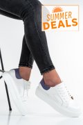 PANTOFI SPORT DAMA PIELE NATURALA ALB MOV 3S77001B