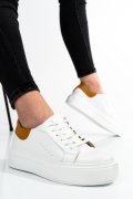 PANTOFI SPORT DAMA PIELE NATURALA ALB MUSTAR 3S77001B