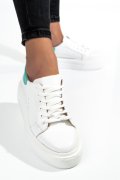 PANTOFI SPORT DAMA PIELE NATURALA ALB BLEU 3S77001B