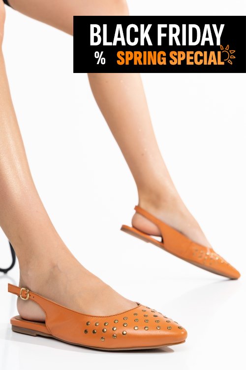 Pantofi portocalii piele naturala 7s77328