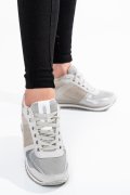 PANTOFI SPORT ARGINTII PIELE NATURALA 5S778686