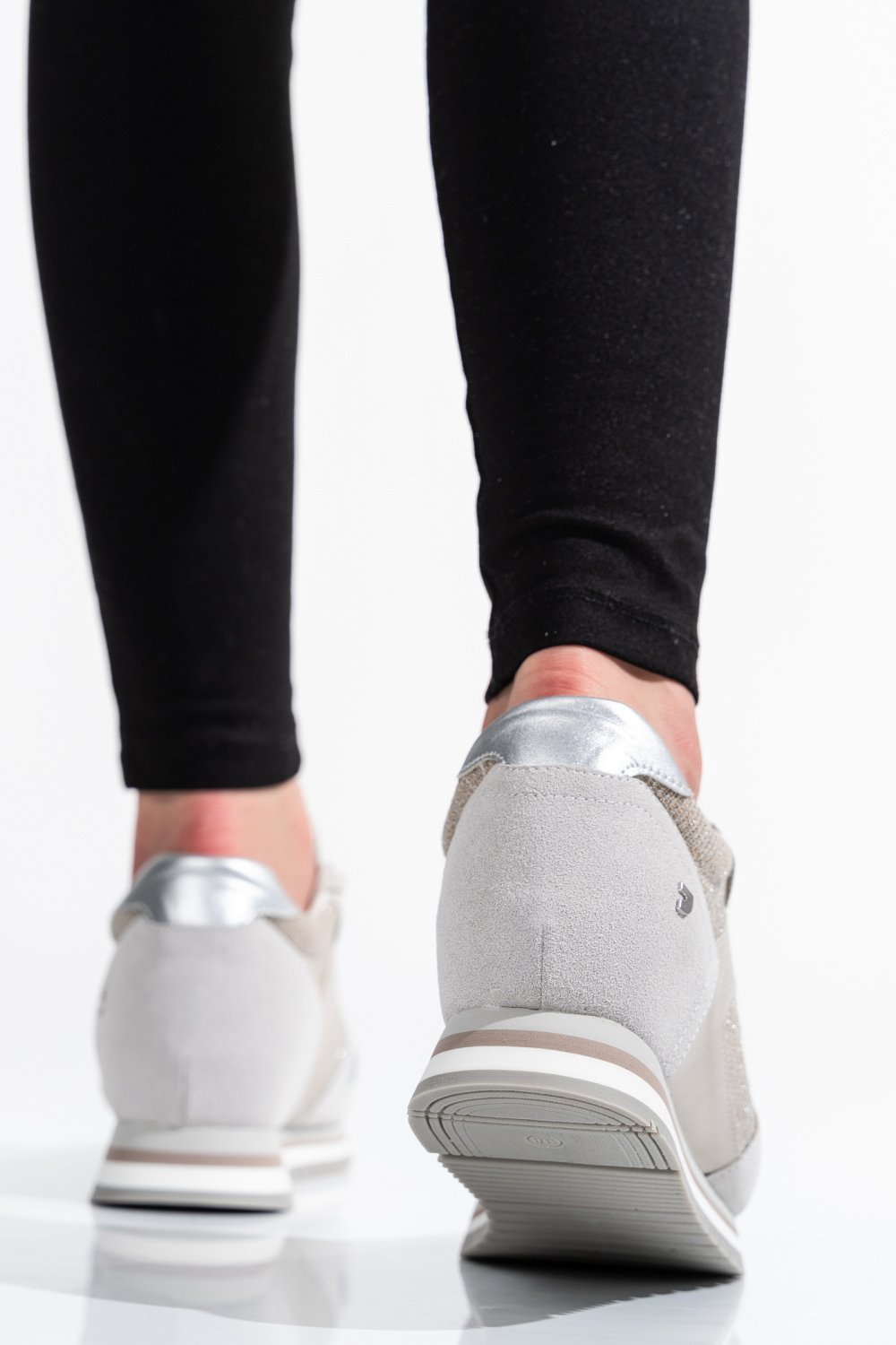 PANTOFI SPORT ARGINTII PIELE NATURALA 5S778686