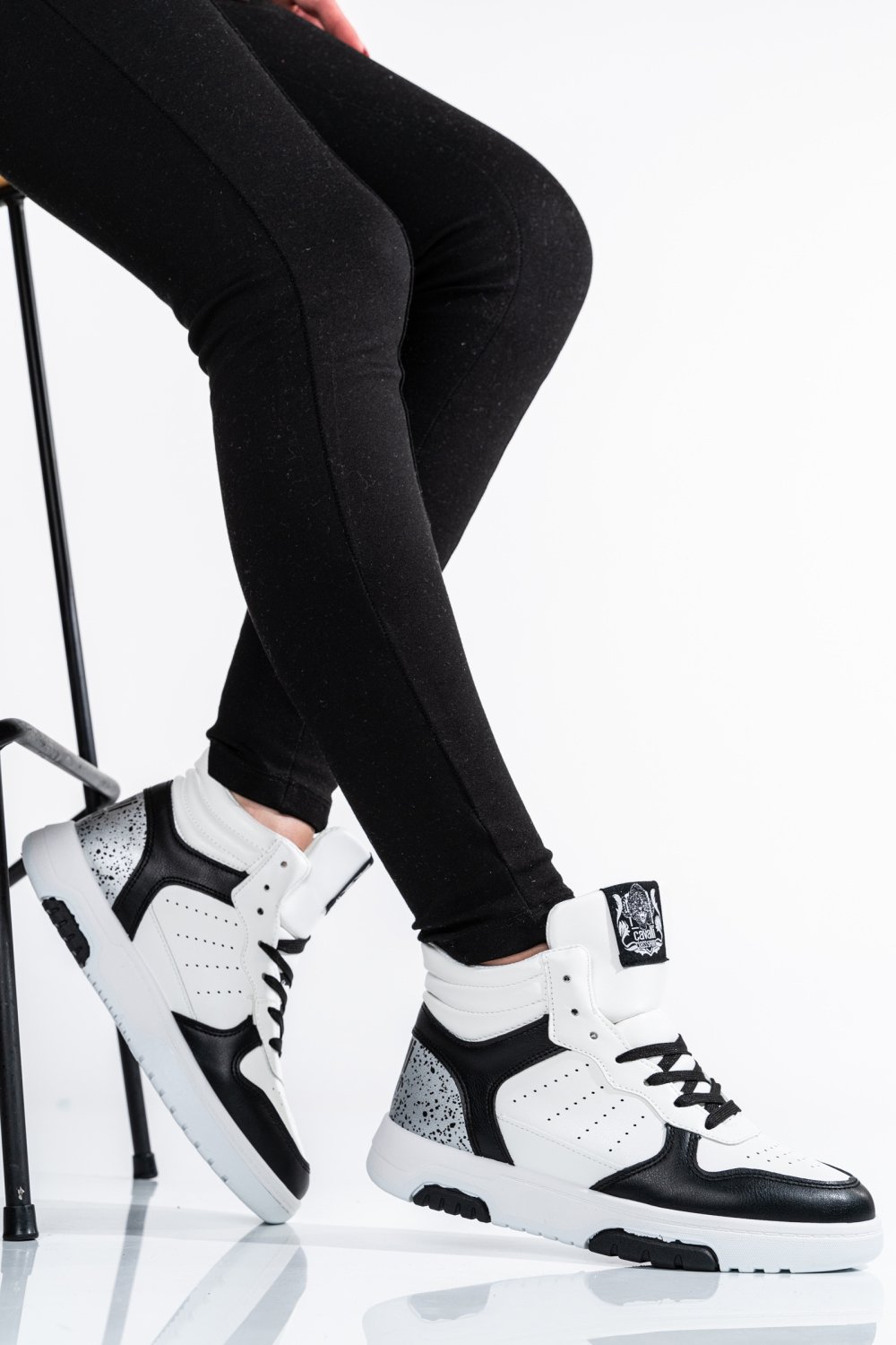 CAVALLI CLASS, PANTOFI SPORT WHITE BLACK S23-S00CW8633