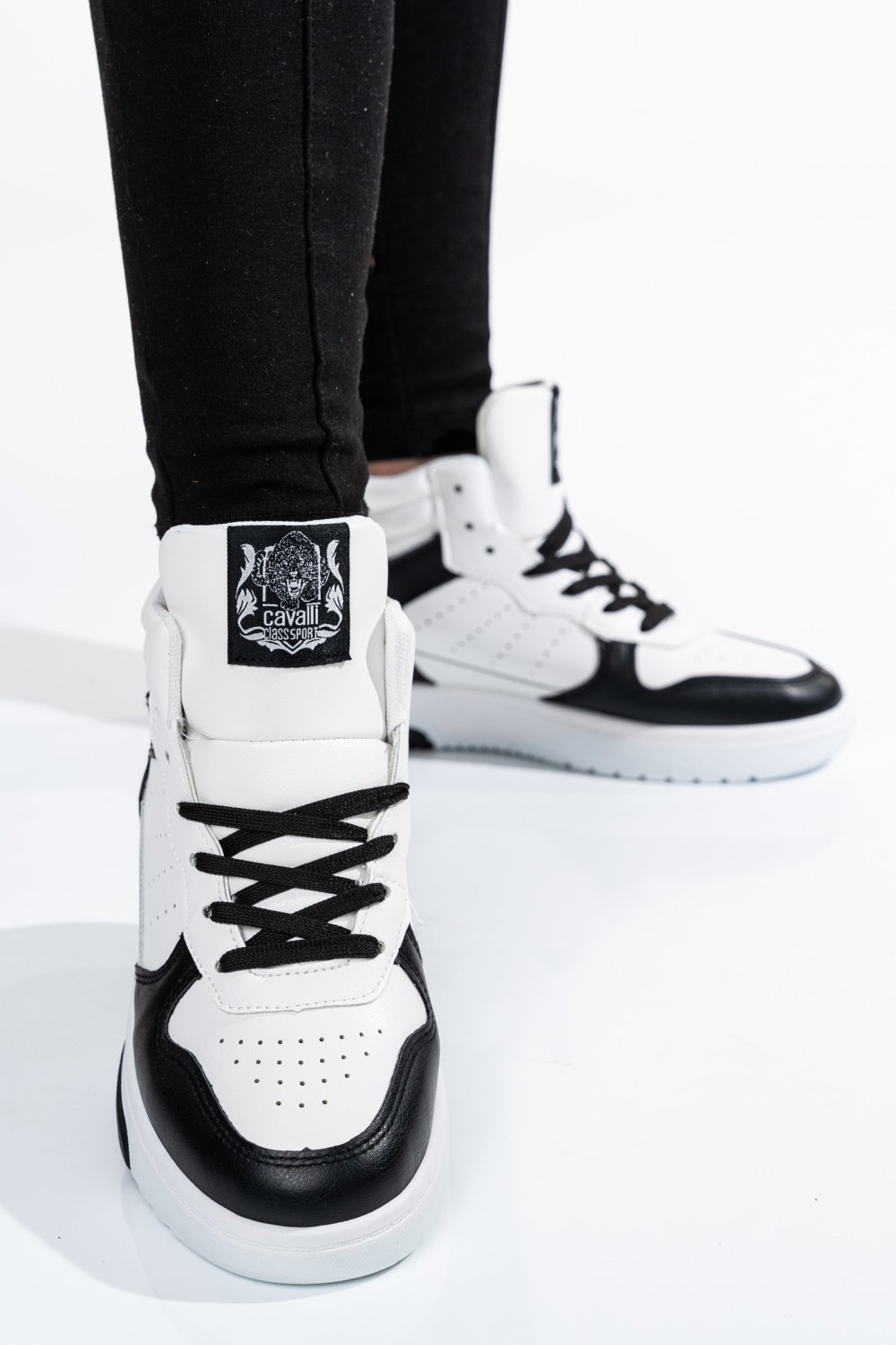 CAVALLI CLASS, PANTOFI SPORT WHITE BLACK S23-S00CW8633