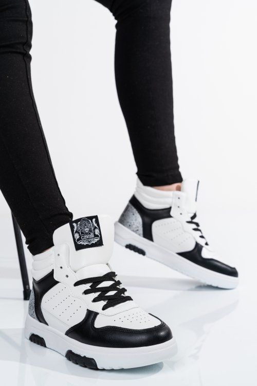 Cavalli class, pantofi sport white black s23-s00cw8633