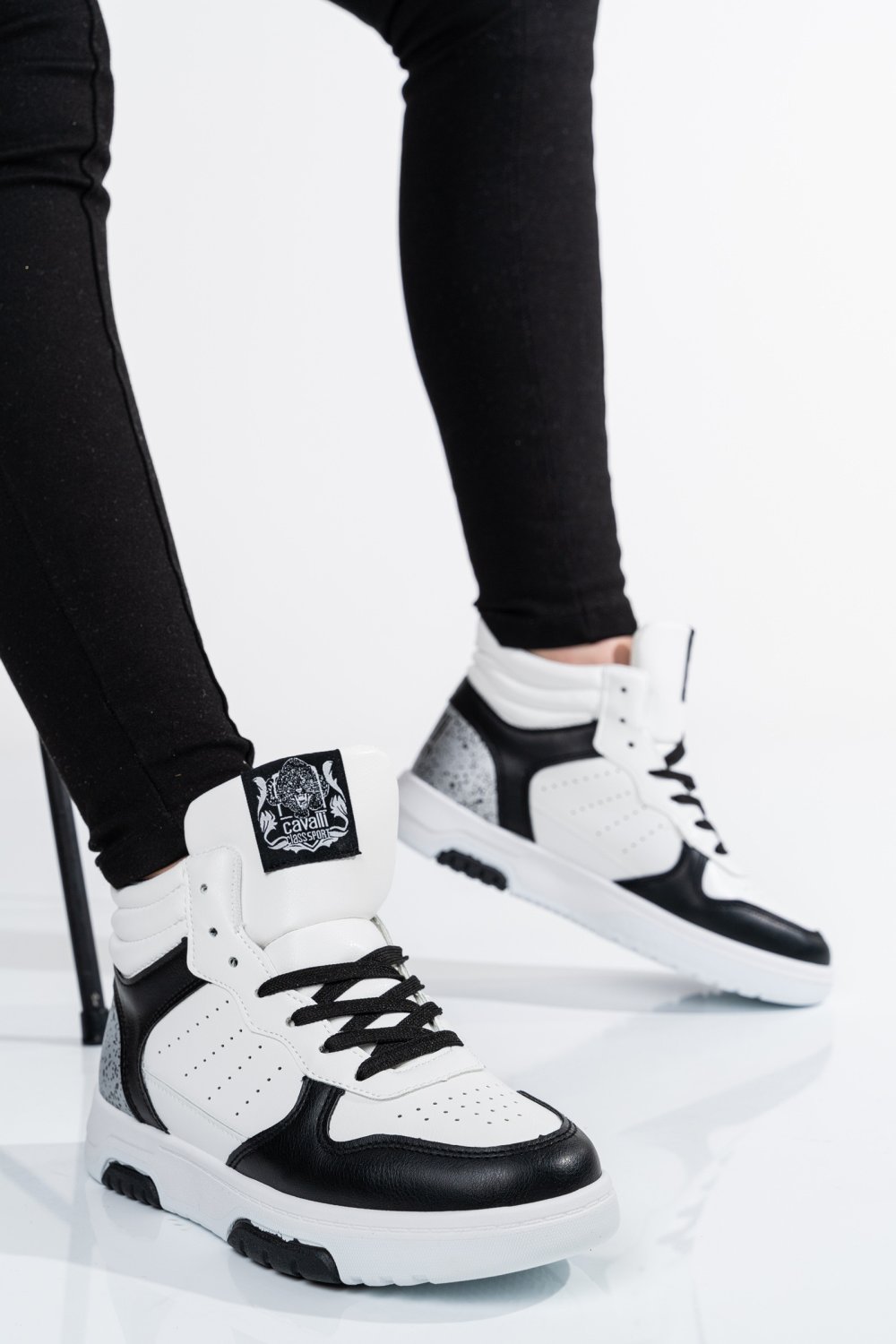 CAVALLI CLASS, PANTOFI SPORT WHITE BLACK S23-S00CW8633