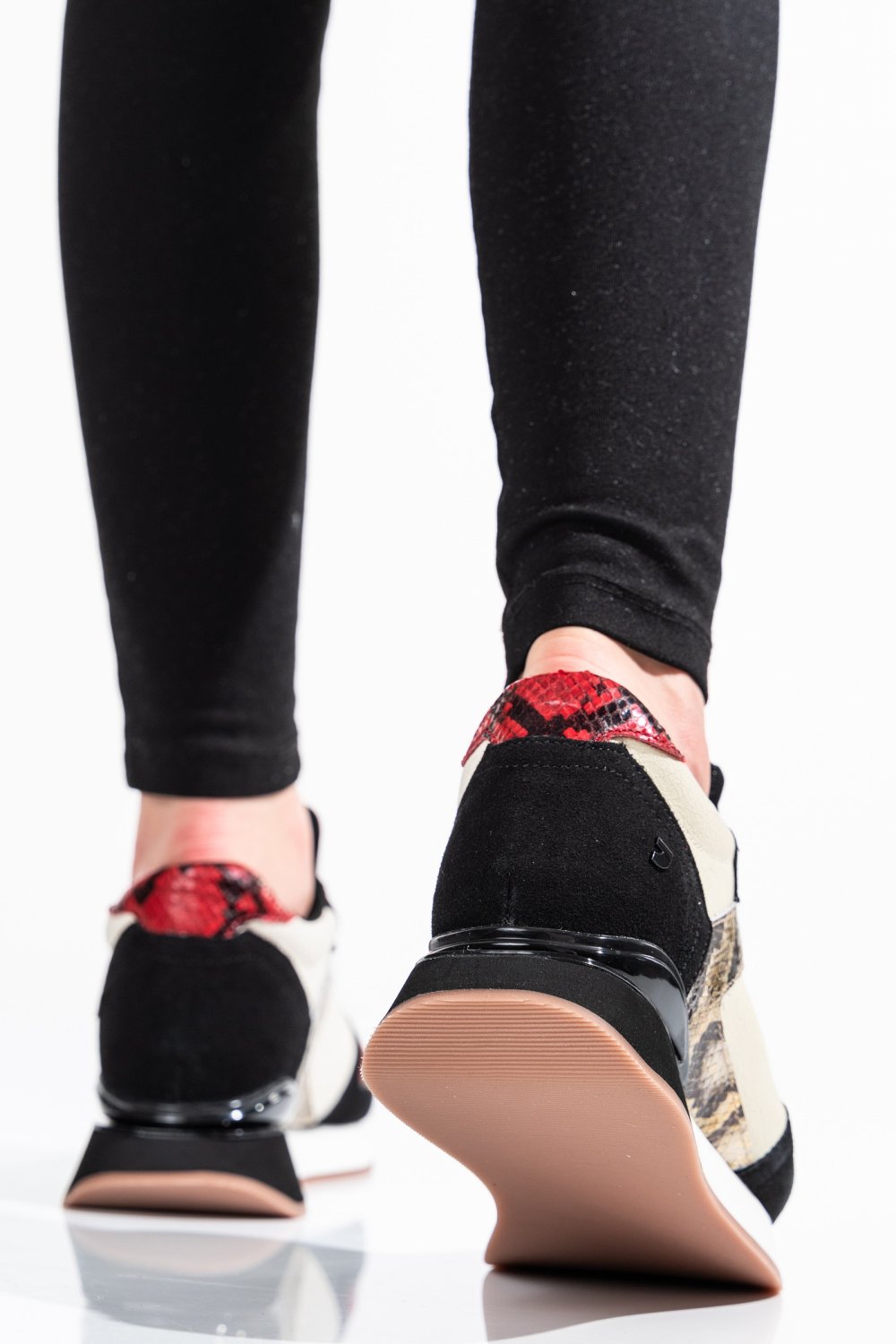 PANTOFI SPORT NEGRU BEJ PIELE NATURALA 60481