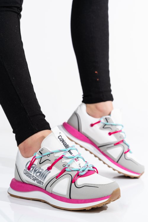 Cavalli class, pantofi sport white pink s23-s00cw8642