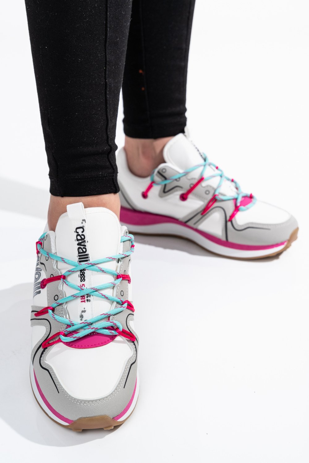 CAVALLI CLASS, PANTOFI SPORT WHITE PINK S23-S00CW8642