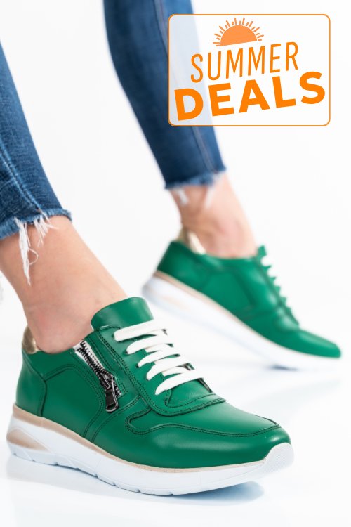 Pantofi sport verzi piele naturala 231687np